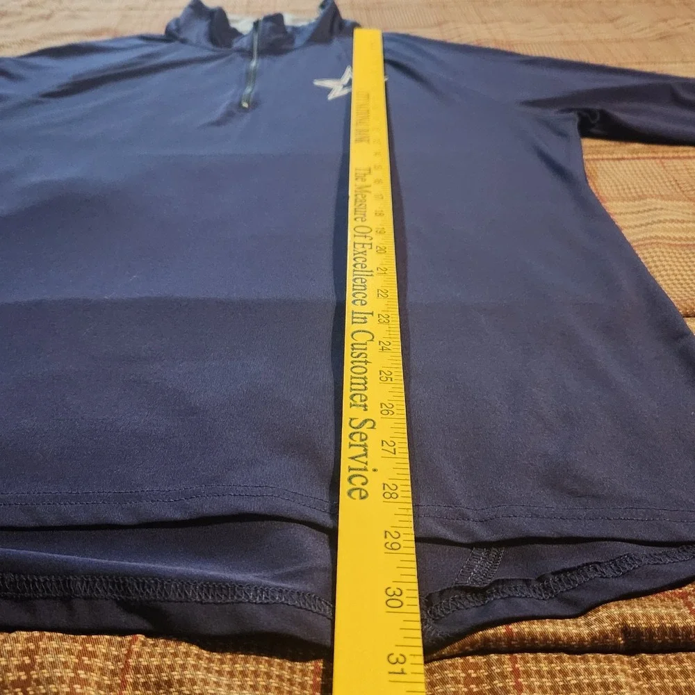Dallas Cowboys Men Large Quarter Zip Performance Pullover Shirt Navy Blue Stretc